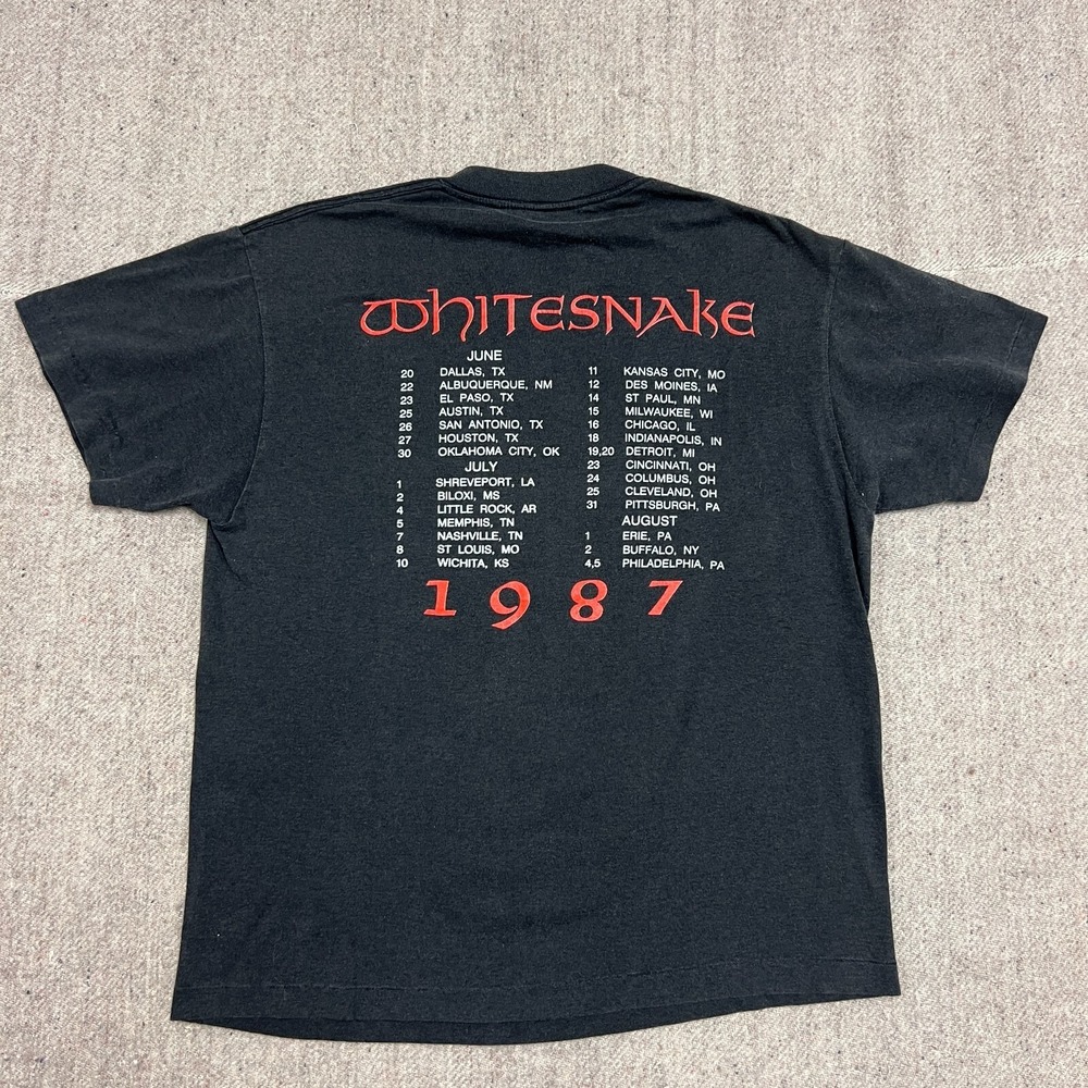 Vintage Whitesnake Shirt Mens Medium Black 1987 Tour - Picture 4 of 11